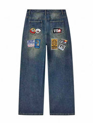 Vale Forever 1980s Painters Baggy Pants 'Blue'