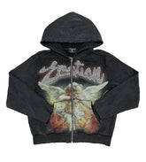 Mixed Emotions Rhinestone Hoodie Acid Wash Black