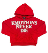 Mixed Emotions "End" Rhinestone Hoodie Red